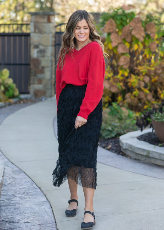 Wavy Tulle Midi Skirt - FINAL SALE