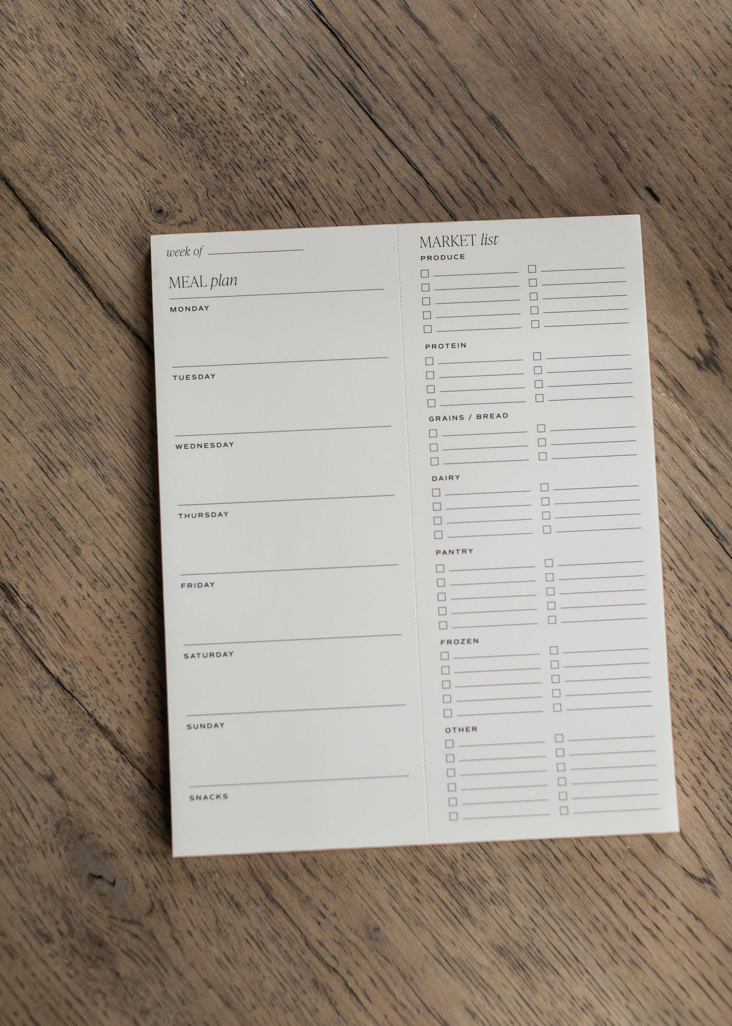 Weekly Meal Plan Notepad