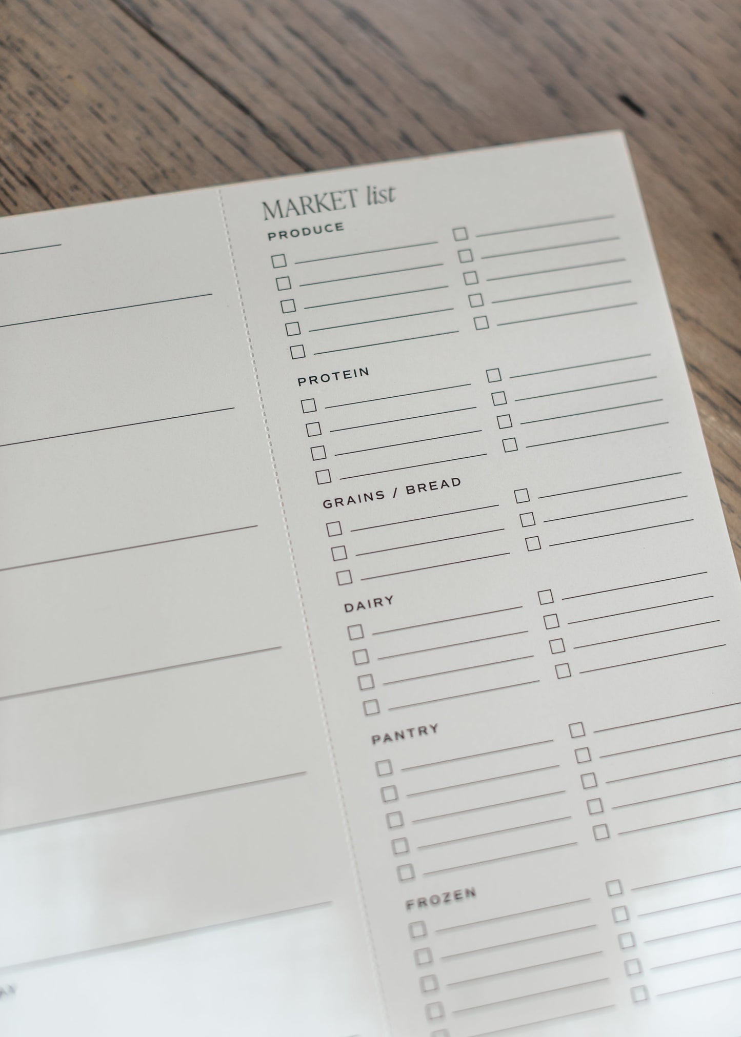 Weekly Meal Plan Notepad