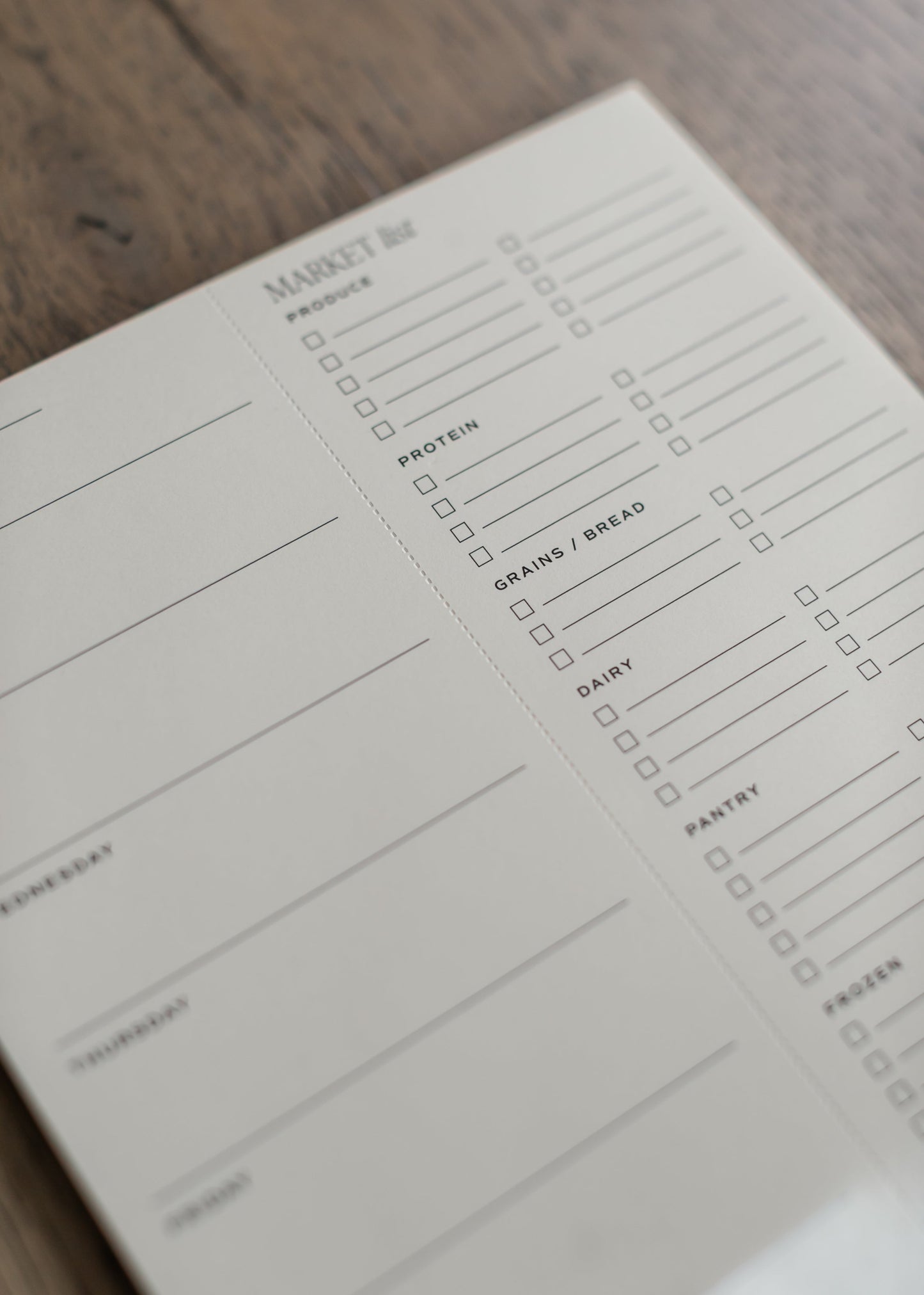 Weekly Meal Plan Notepad