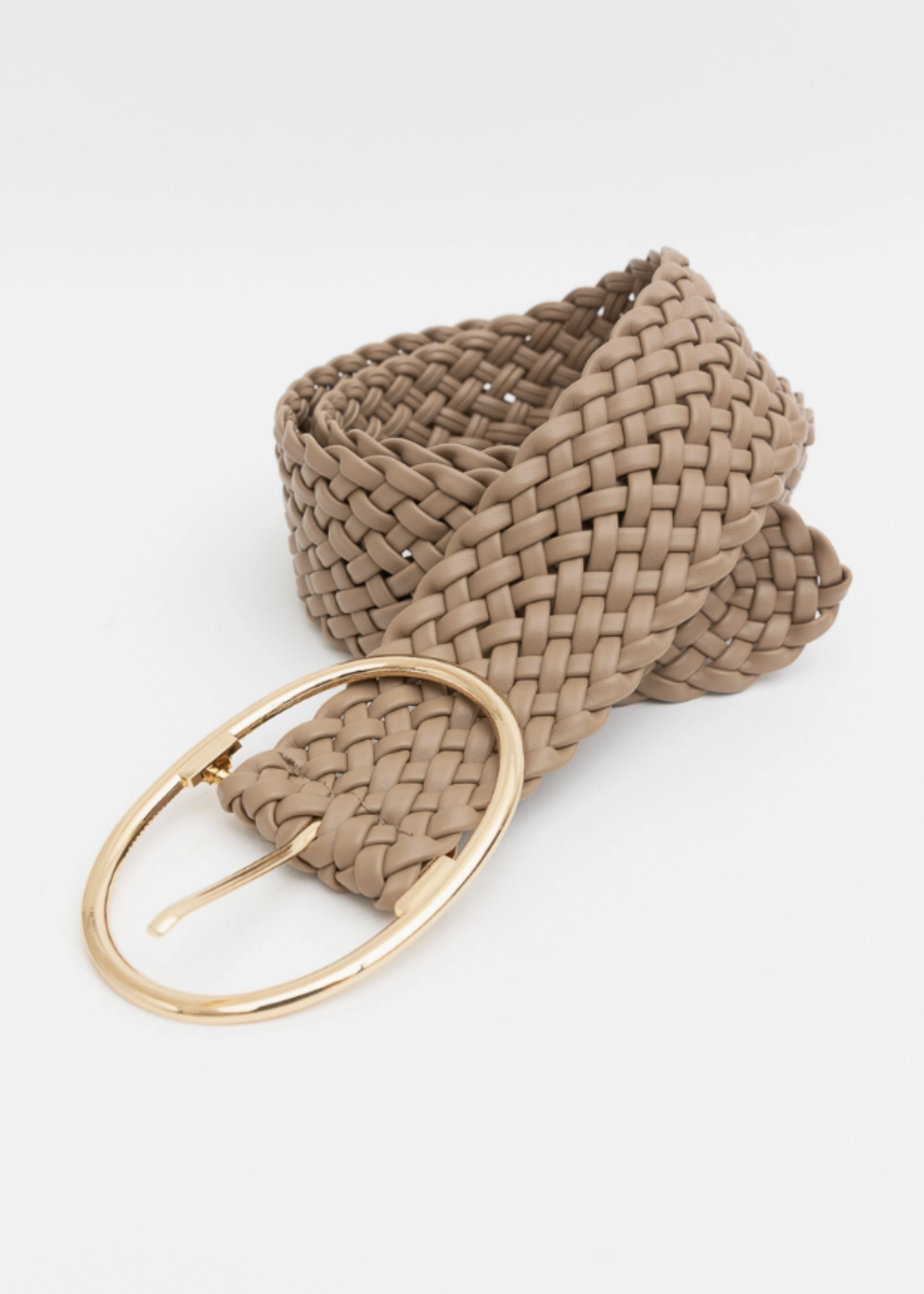 Wide Woven Oval Buckle Belt