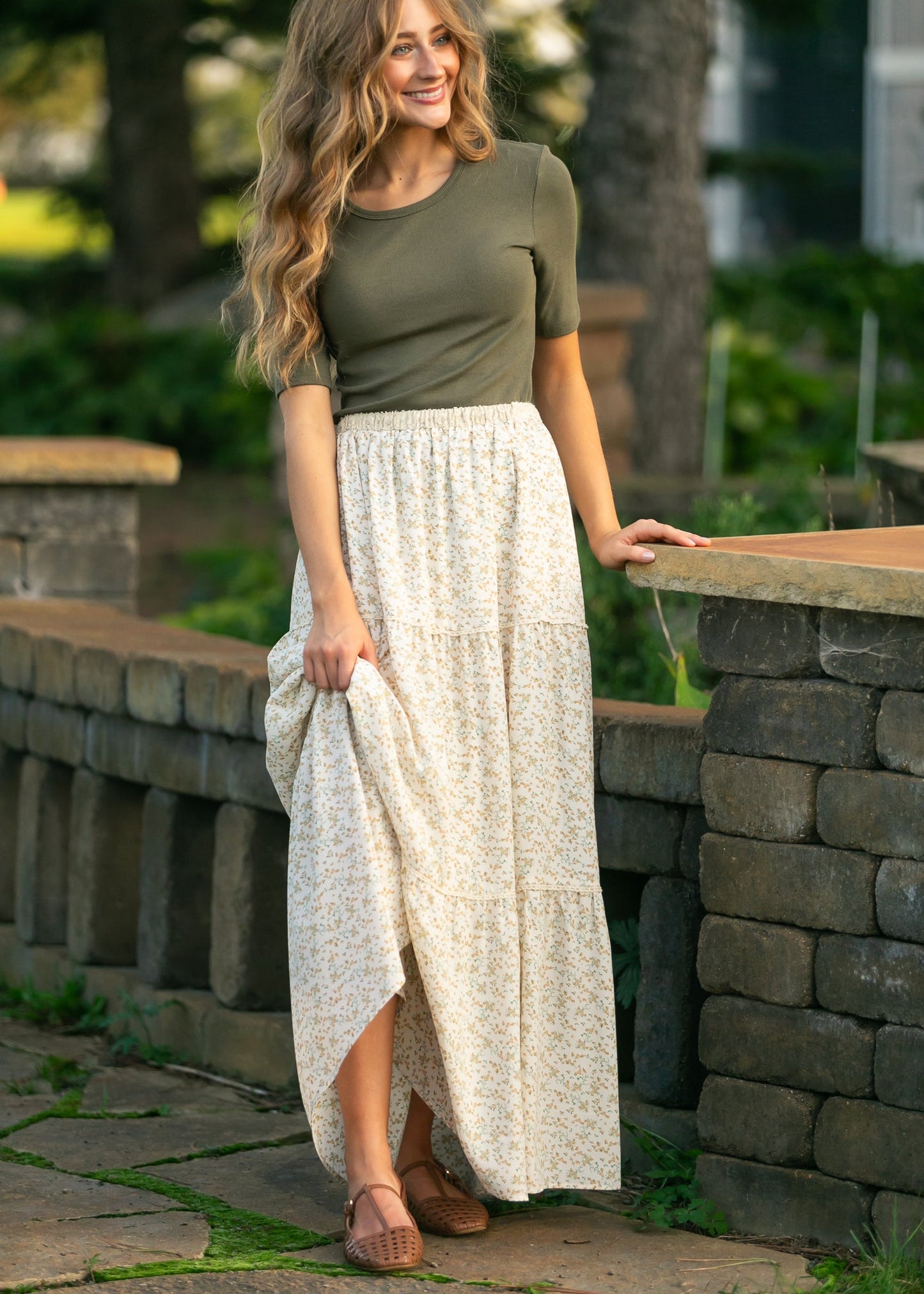 Wilder Lace Tier Floral Maxi Skirt