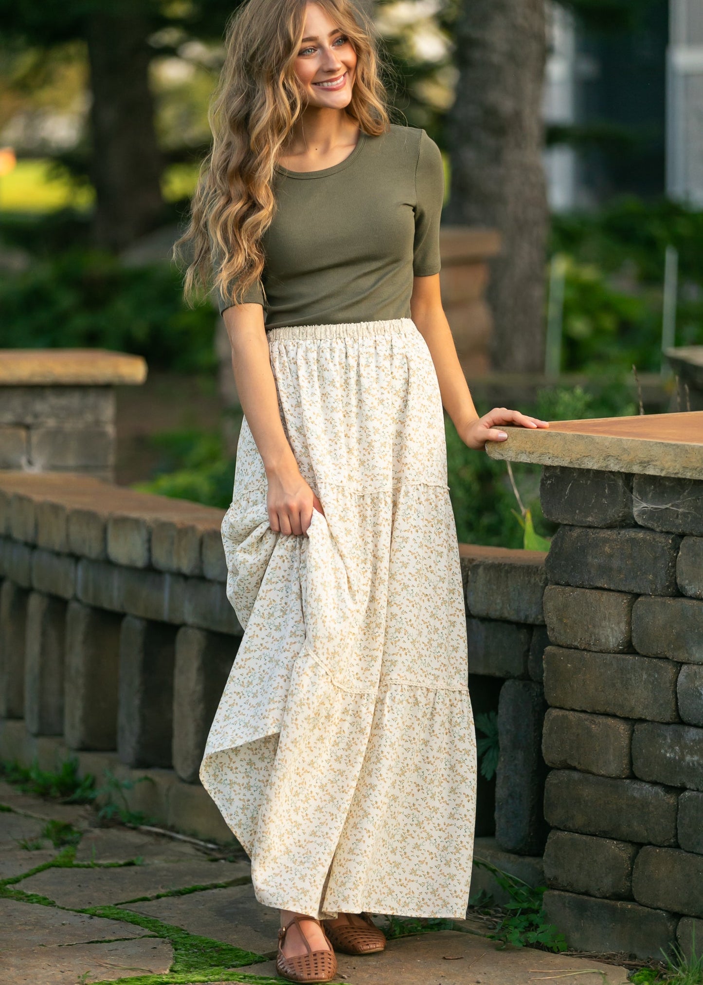 Wilder Lace Tier Floral Maxi Skirt