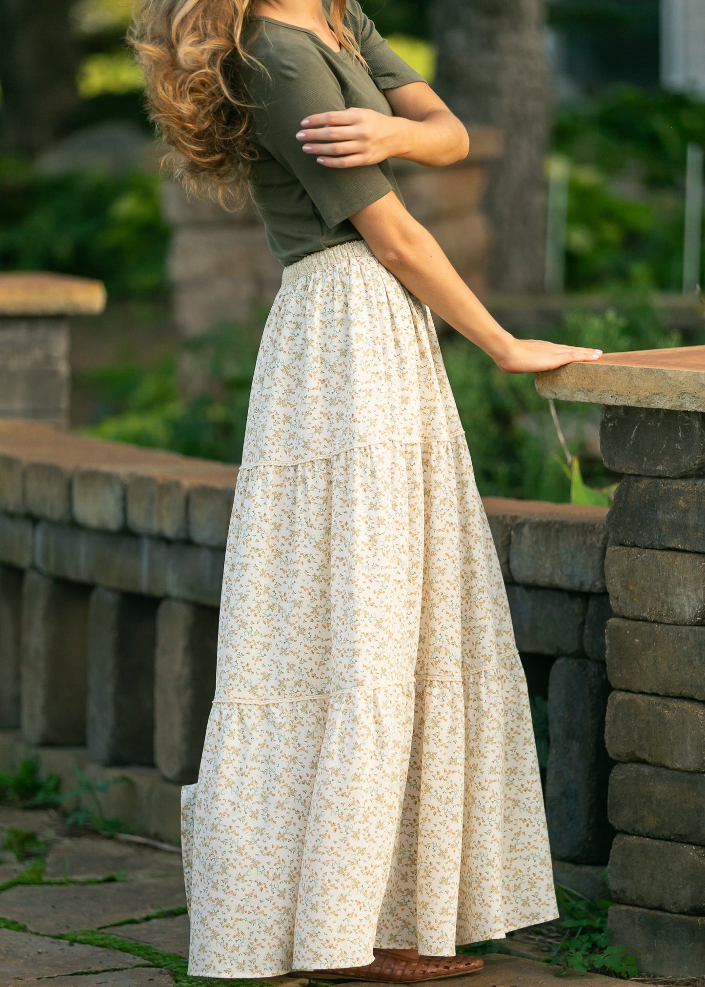 Wilder Lace Tier Floral Maxi Skirt