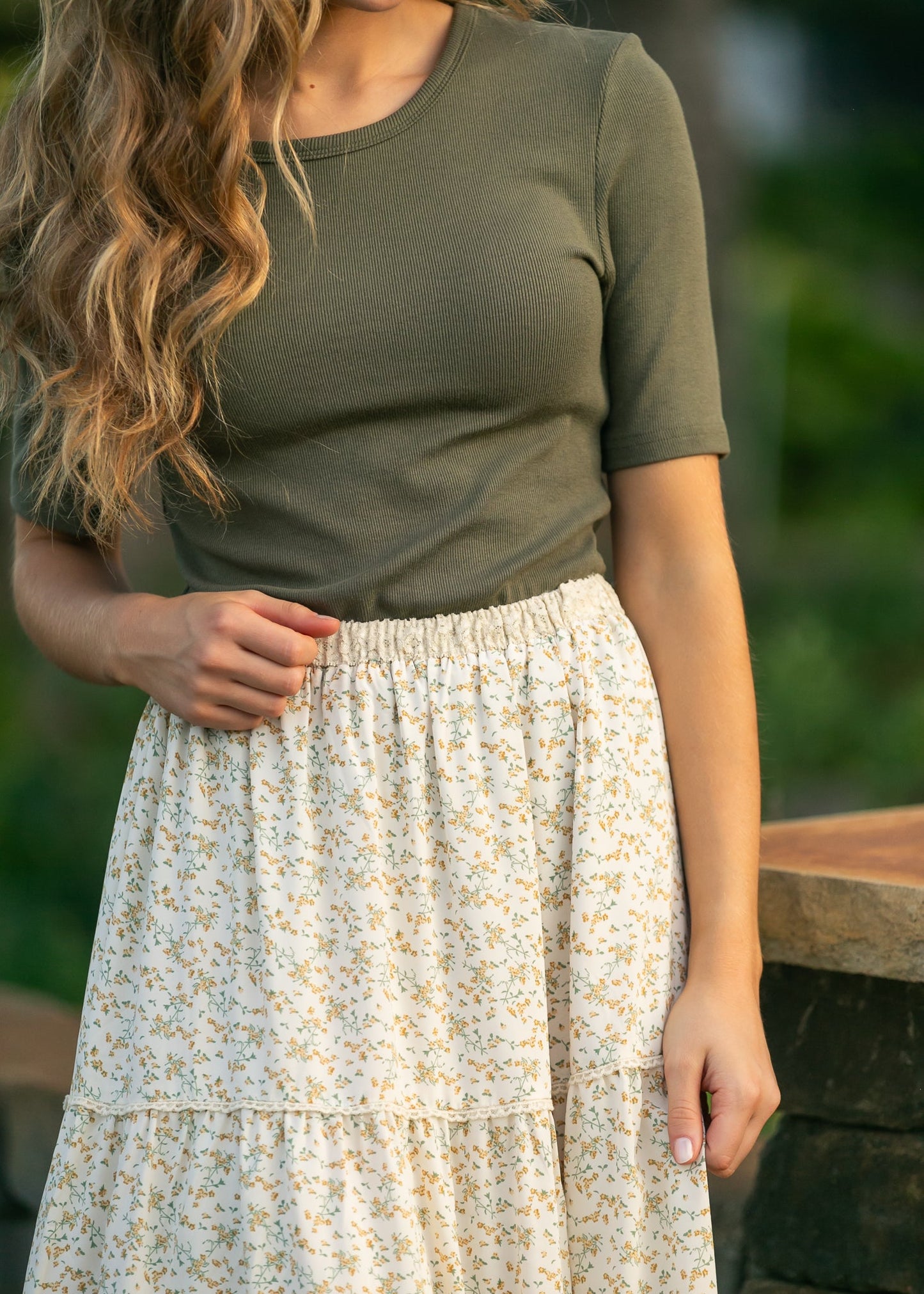 Wilder Lace Tier Floral Maxi Skirt