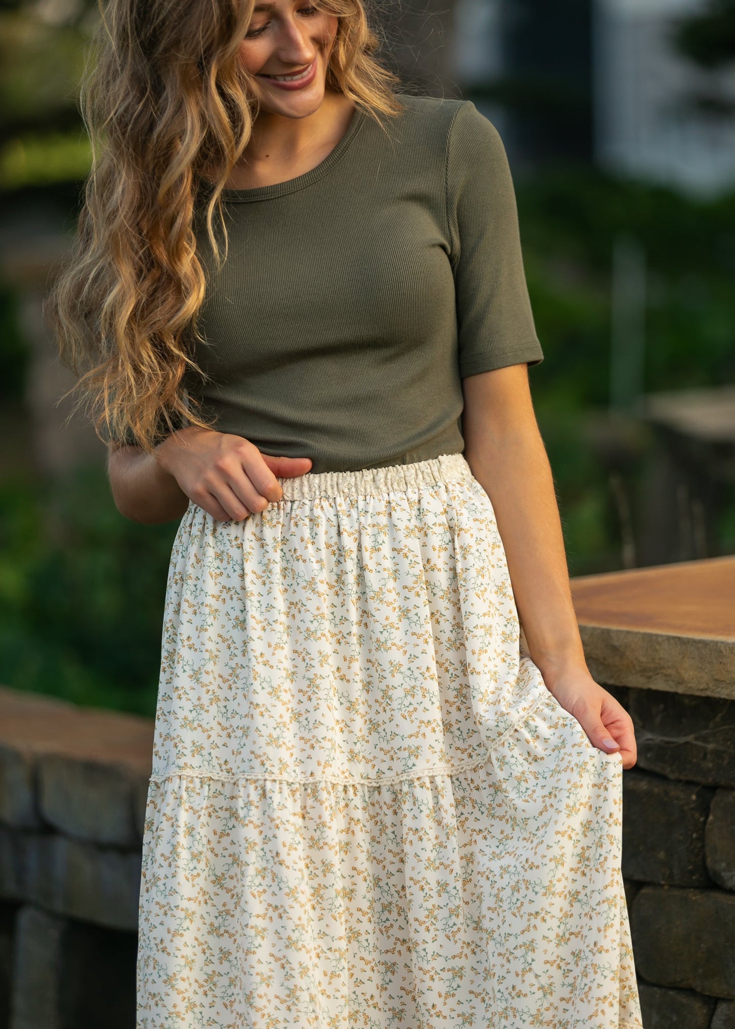 Wilder Lace Tier Floral Maxi Skirt