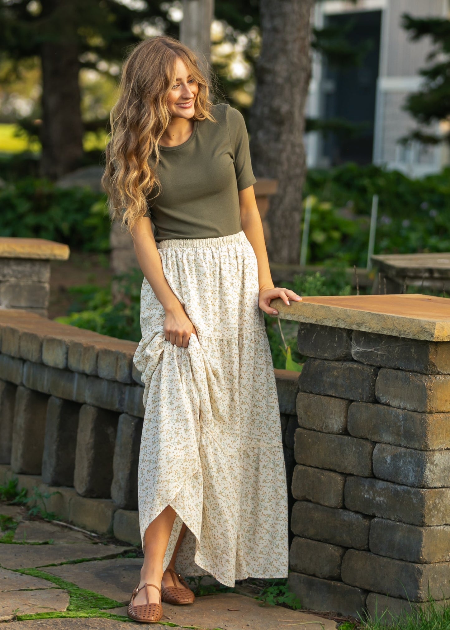 Wilder Lace Tier Floral Maxi Skirt