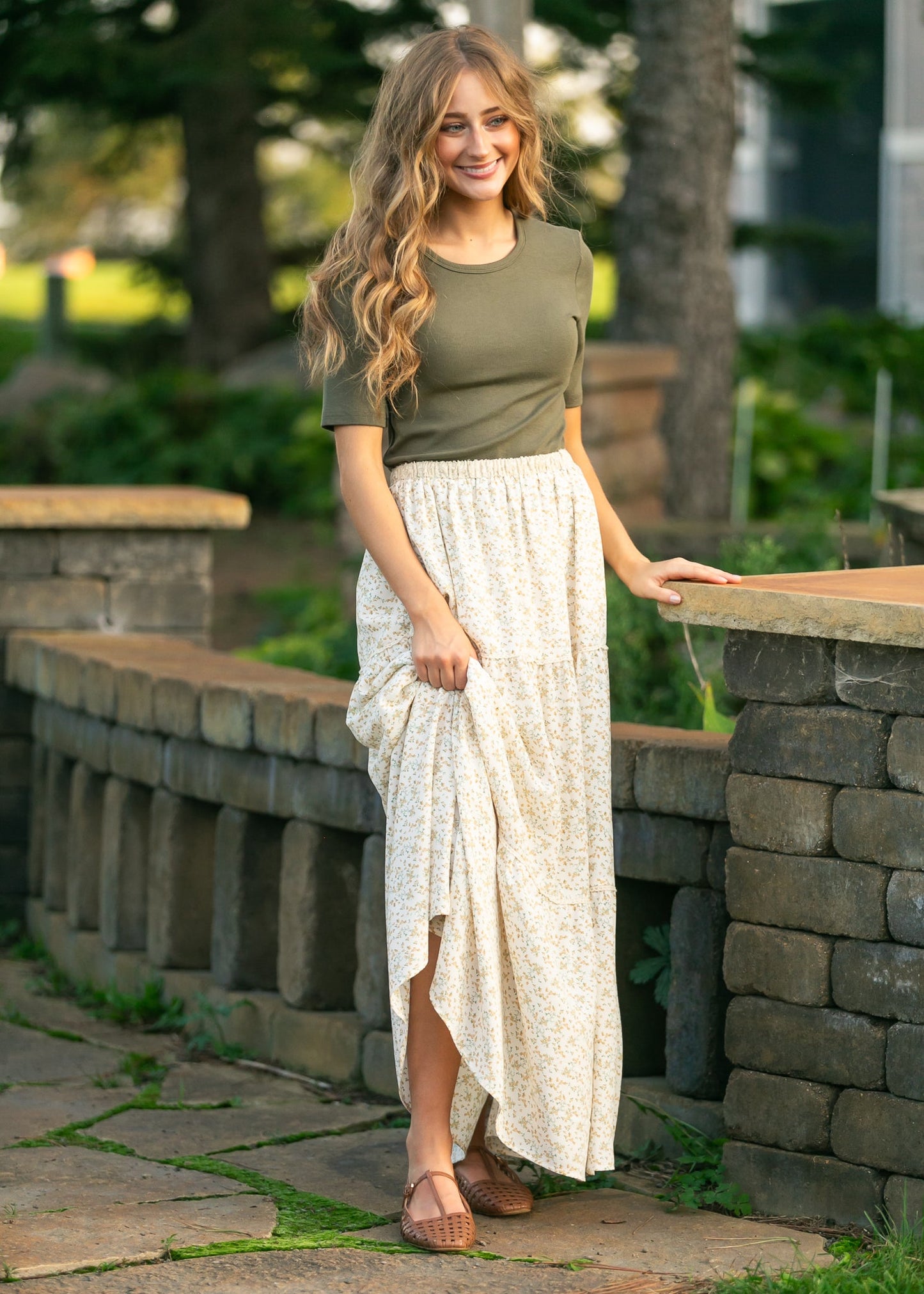 Wilder Lace Tier Floral Maxi Skirt