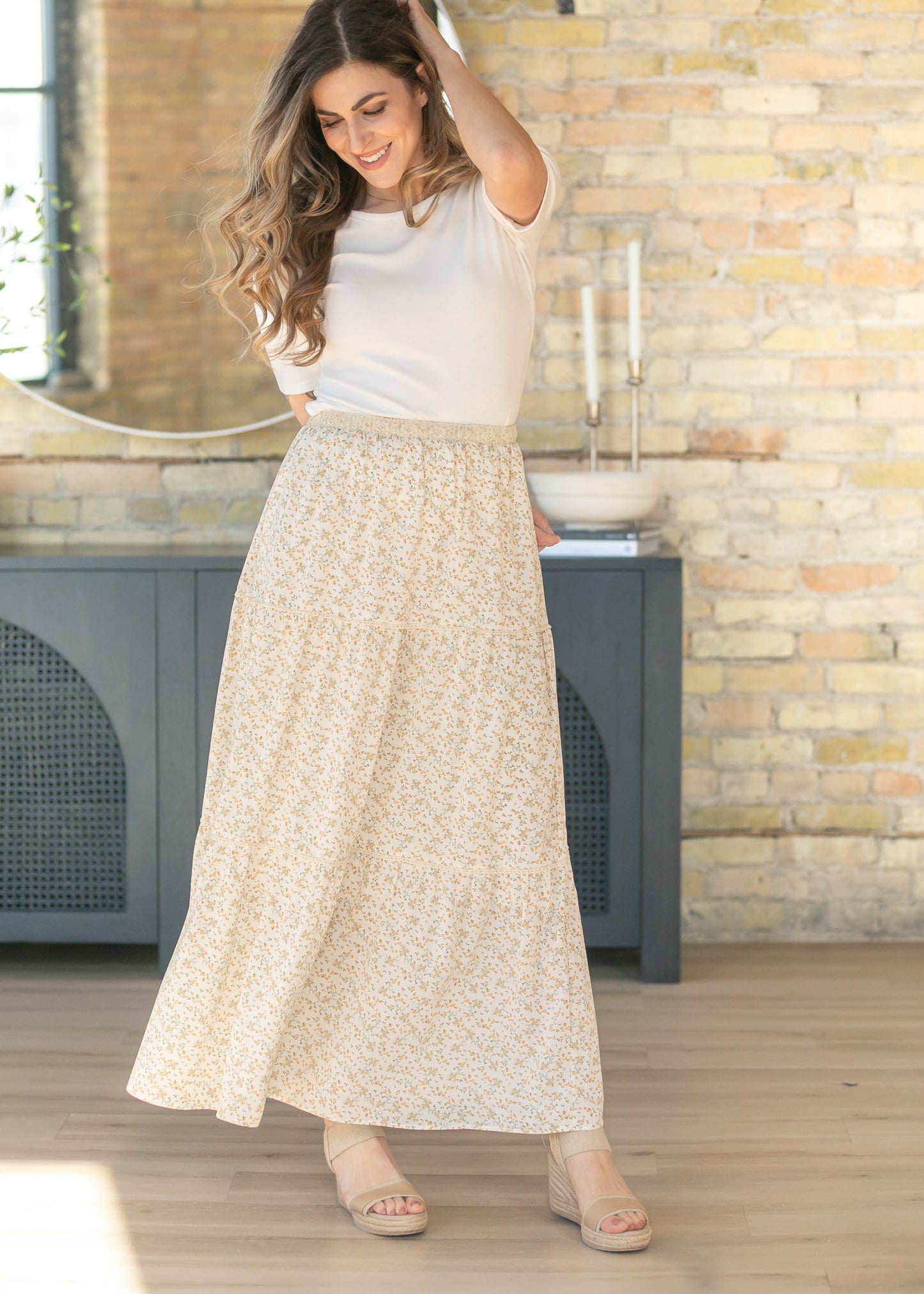 Wilder Lace Tier Floral Maxi Skirt