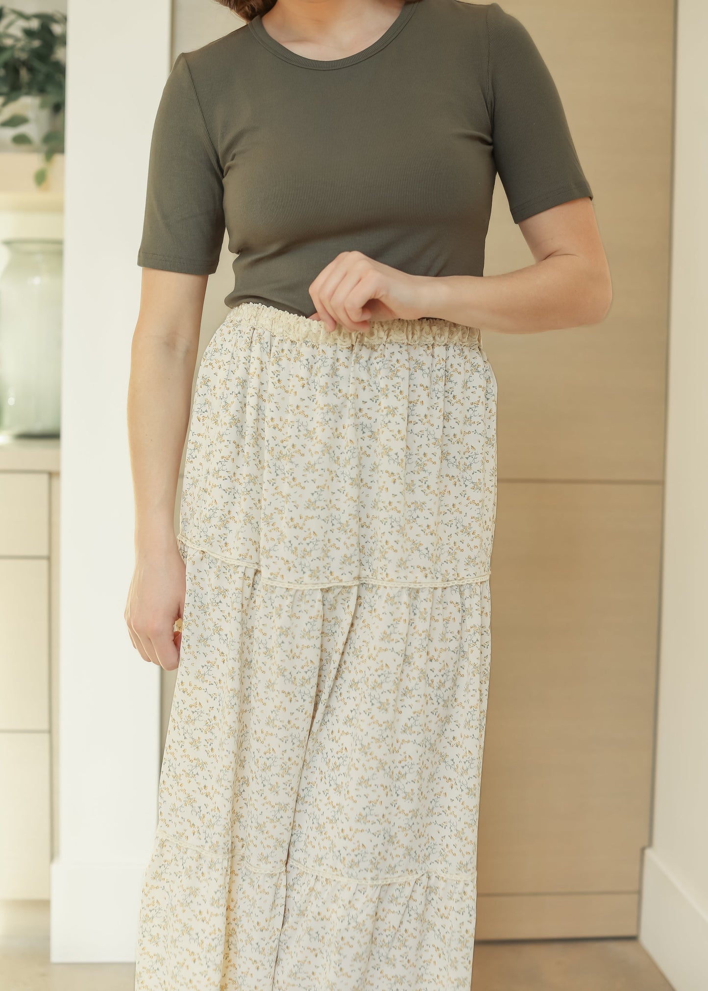 Wilder Lace Tier Floral Maxi Skirt