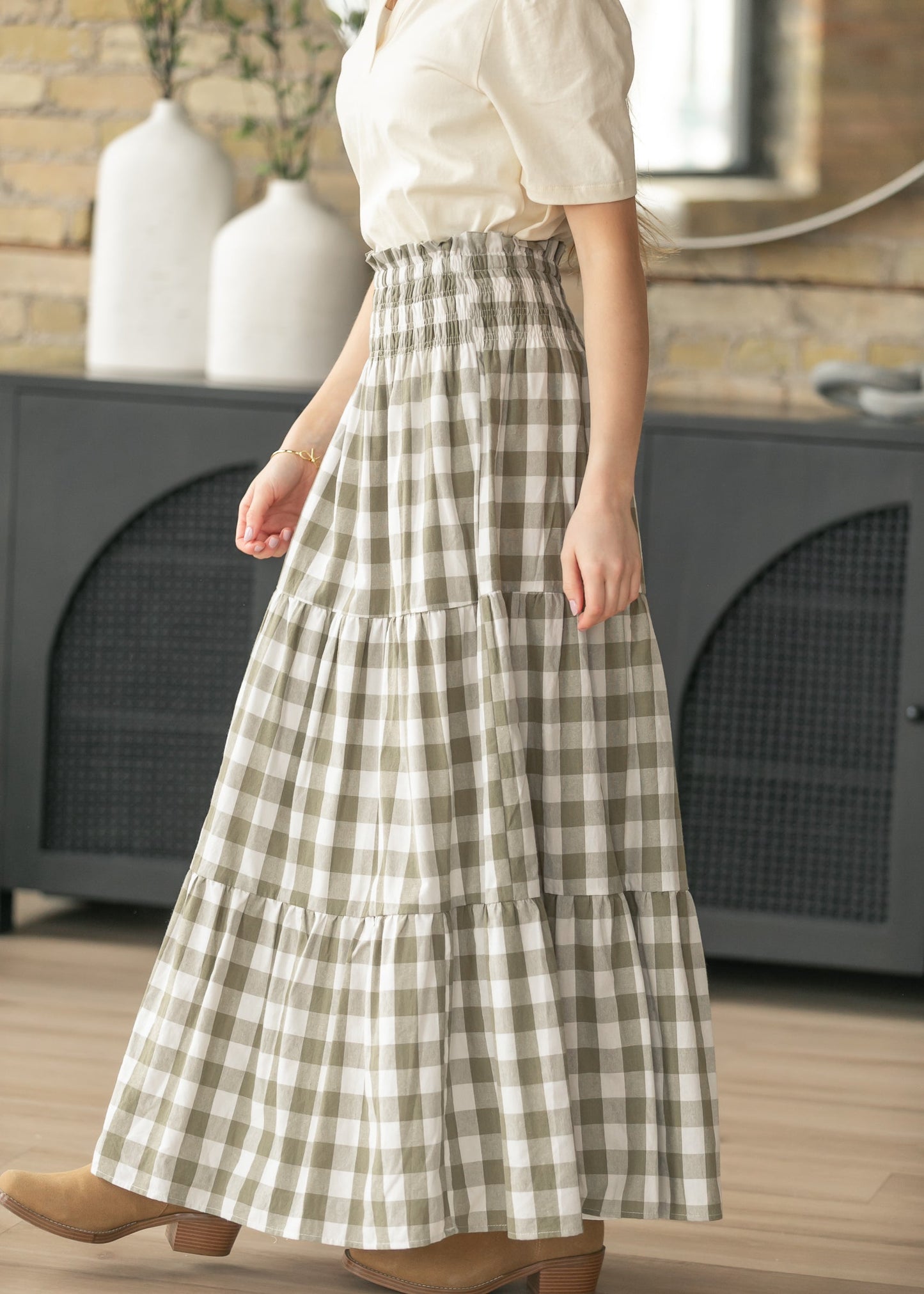 Willow Checkered Maxi Skirt
