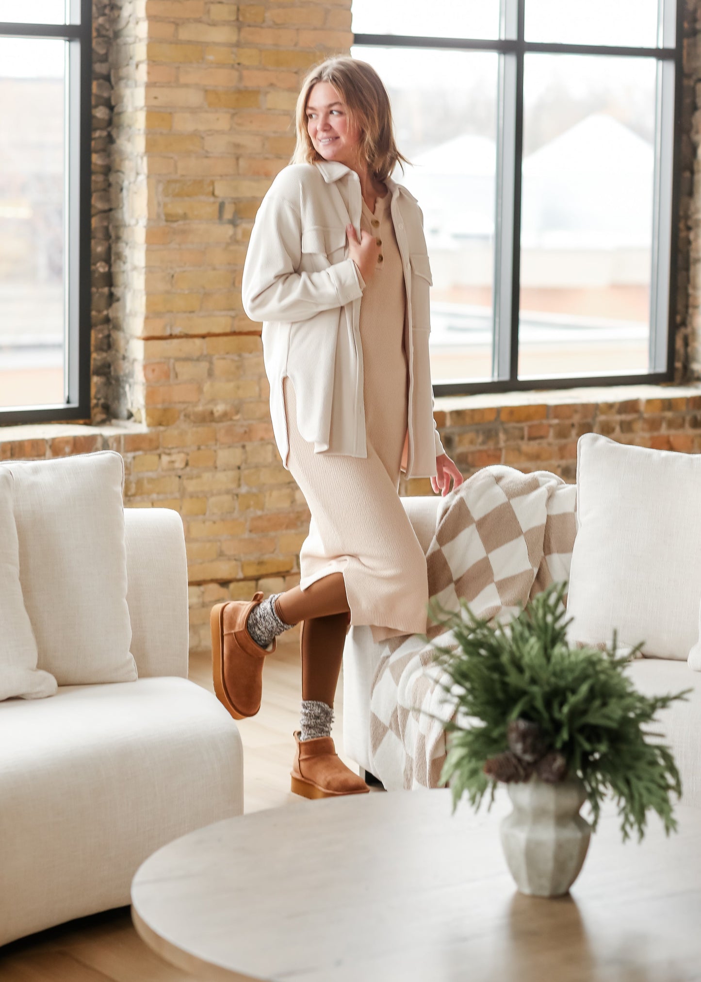 Women's Brown No Cling Leggings