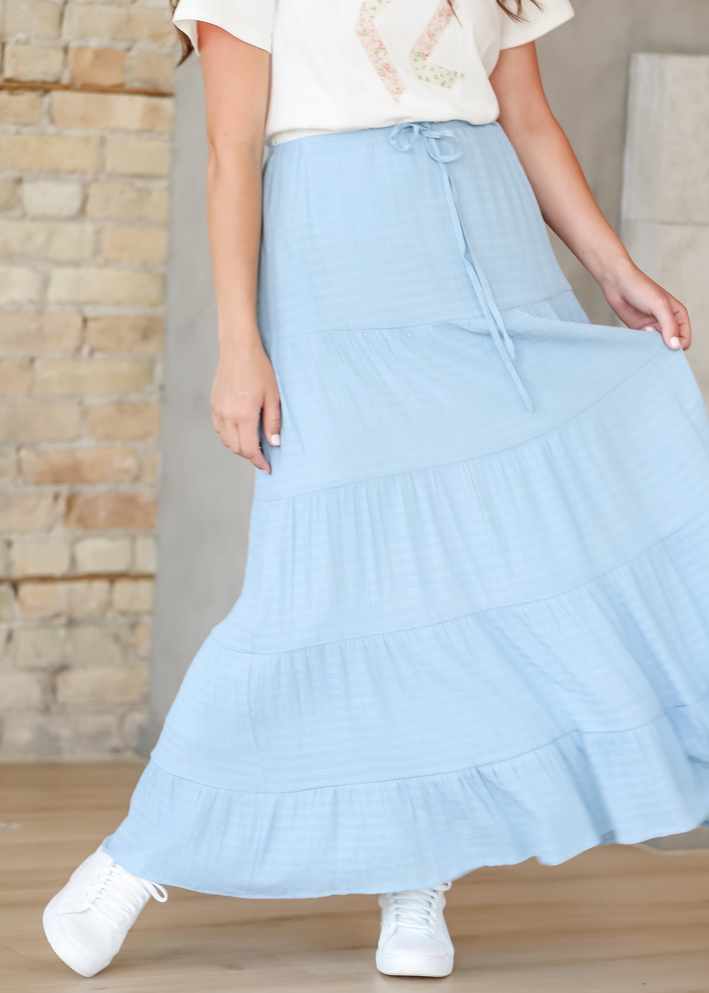 Woven Tiered Drawstring Maxi Skirt - FINAL SALE