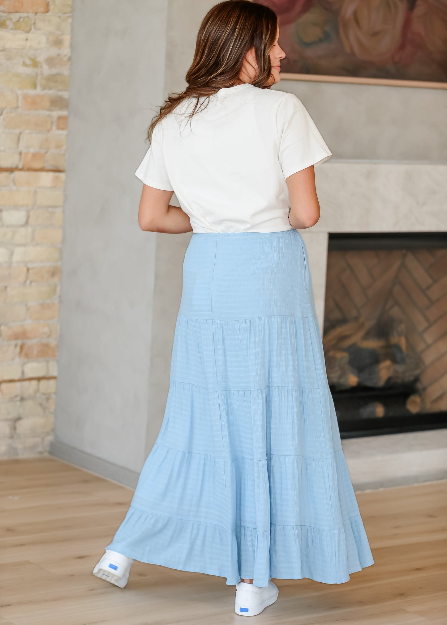 Woven Tiered Drawstring Maxi Skirt - FINAL SALE