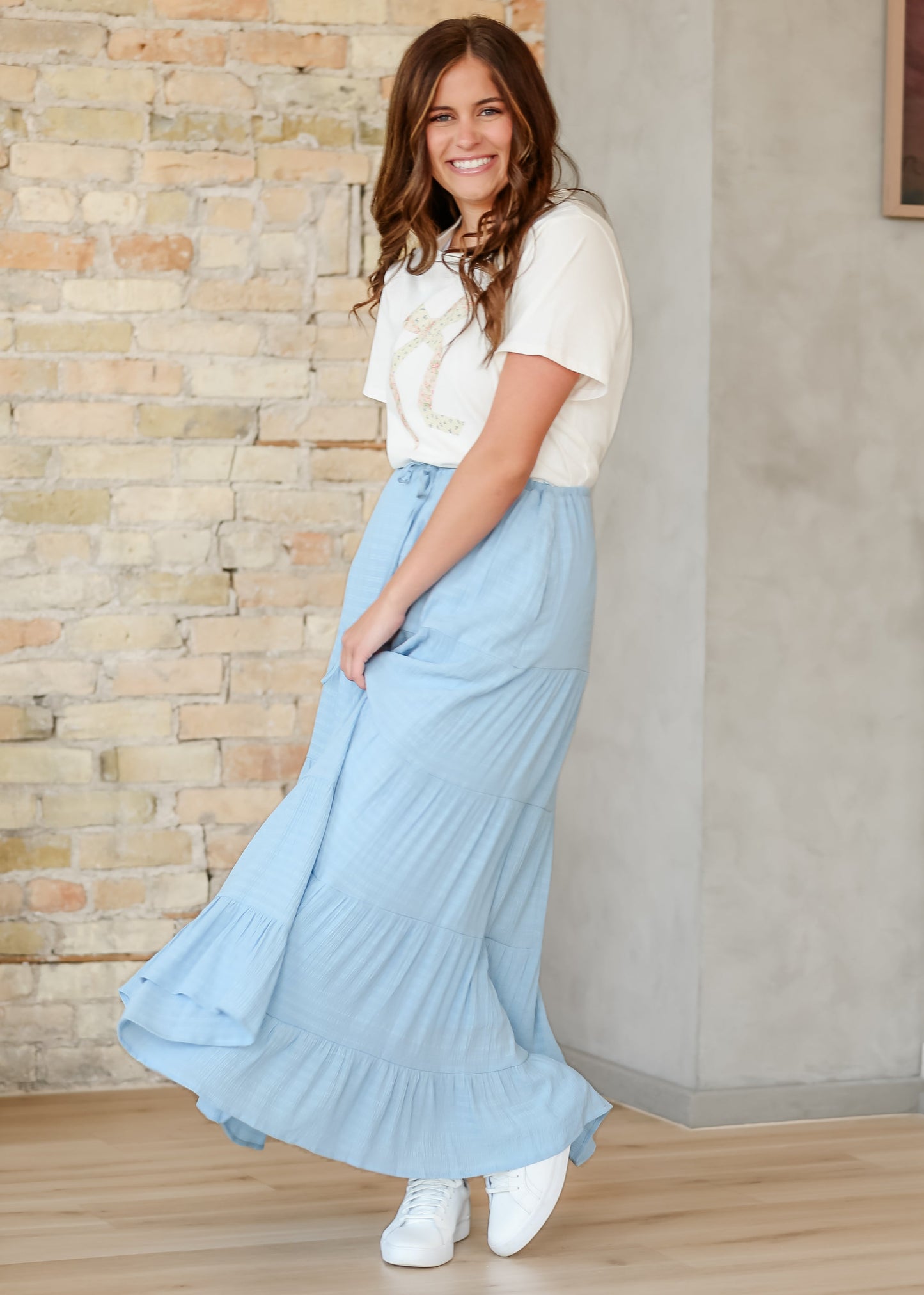 Woven Tiered Drawstring Maxi Skirt - FINAL SALE
