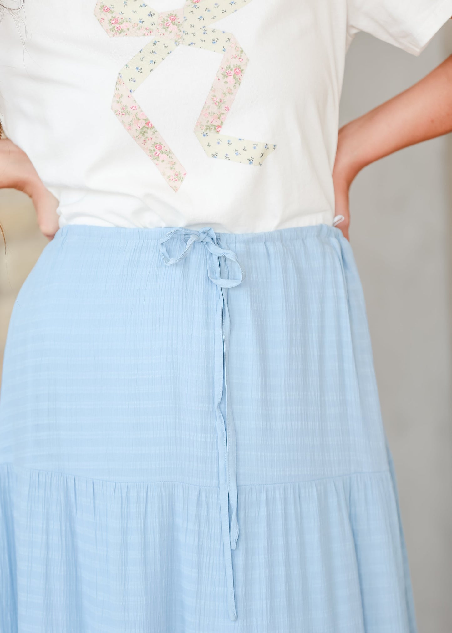 Woven Tiered Drawstring Maxi Skirt - FINAL SALE