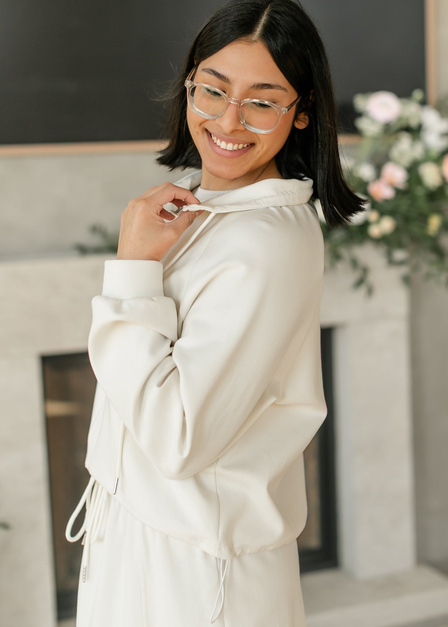 Zip-up Drawstring Waist Sweatshirt Jacket - FINAL SALE